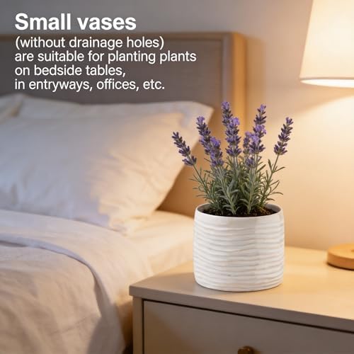 Plant Flower Pot, Small Ceramic 5" Modern Flower Pots for Home Office Indoor Outdoor Planters, Planter for Orchid Succulent Cactu Floral, Handmade Ceramic Vase (Without Drainage) - Image 5