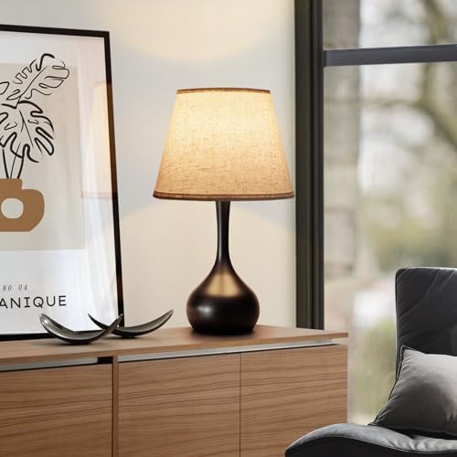 ONEWISH Touch Bedside Lamp, Farmhouse 3-Way Dimmable Table Lamps for Nightstand with Fabric Shade, 17.32'' Desk Lamp for Reading, Bedroom, Livingroom, Office - Image 5