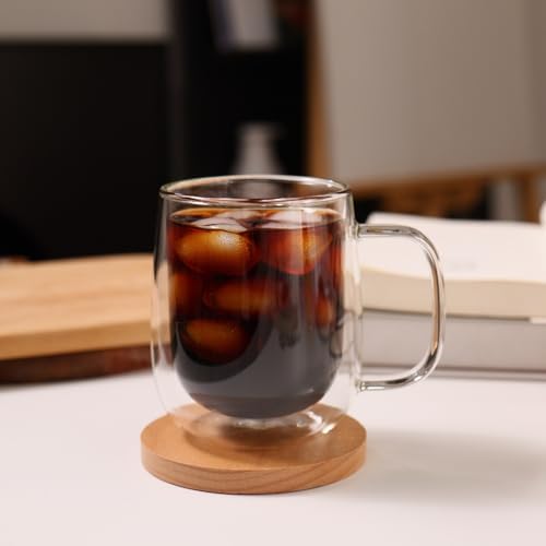 CNGLASS Large Double Wall Glass Coffee Mug 15.2oz,Clear Insulated Glass Espresso Cup with Big Handle,set of 1 - Image 4