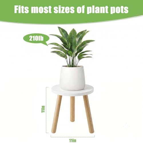 Wood Plant Stands Indoor, White Plant Stand Modern Plant Table for Large Plants, Wooden Plant Stool, Tall Plant Holder Small Round Side for Living Room, Balcony, Office (1 Pack) - Image 3