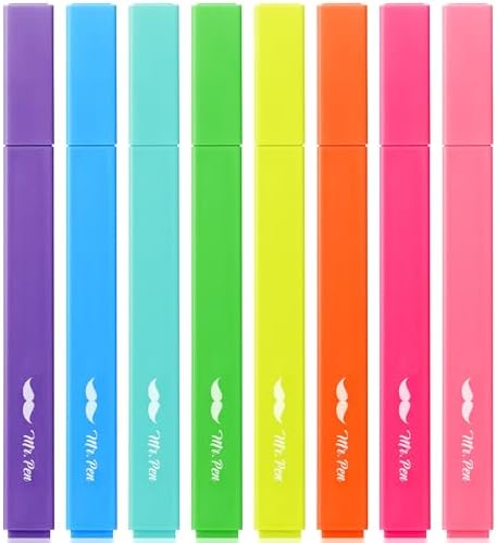 Mr. Pen- Aesthetic Highlighters No Bleed, 8 Pack, Assorted Colors | Chisel Tip, Cute Highlighters Assorted Colors for Journaling, Highlighting, Underlining, Fast Dry, Back to School Supplies by MrPen