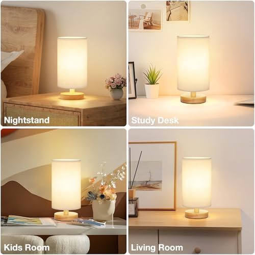 Fenmzee Small Table Lamps (White Shade - Wood Base, 9" Inline Control) - Image 7