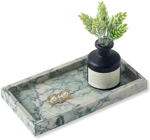 Natural Small Marble Vanity Tray, Stone Organizer for Bathroom & Kitchen by SumlusMarbleTheory