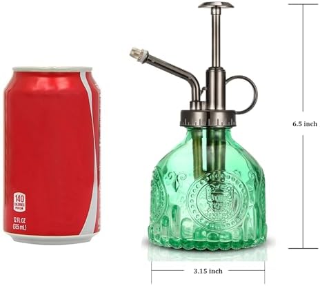 Glass Plant Mister Spray Bottle, Vintage Plant Spritzer Watering Can, Succulent Watering Bottle with Top Pump, Small Plant Sprayer Mister for Indoor Outdoor Houseplant - Green - Image 2