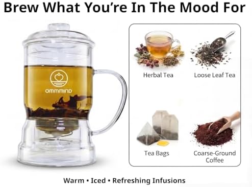 Glass Tea Infuser, Easy Drain for Loose Leaf, 15.2 oz, Clear - Image 4