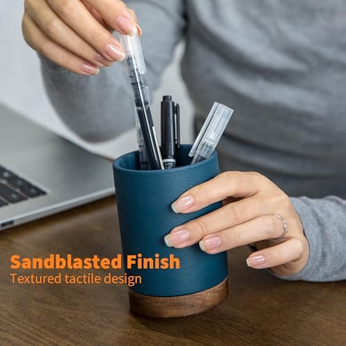 Ceramic Pen Holder for Desk, Pencil Cup, (Royal Blue, Set / 2) - Image 6