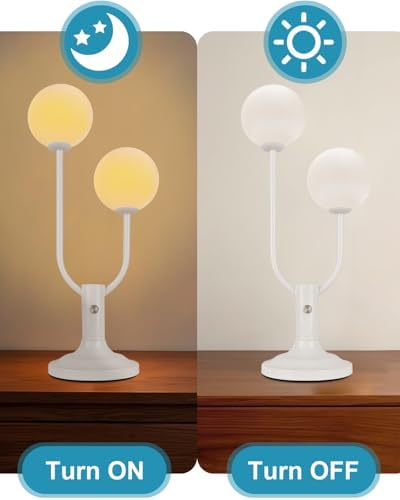 Lightdot Globe Table Lamp Mid Century Modern White Small Desk Lamp - Image 6