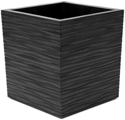 Tierra Verde Citadel Serenity Self-Watering Square Planter, Black, 14" by TierraVerde