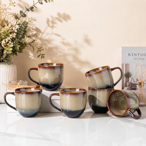 theterra Ceramic Coffee Mugs Set of 6, 12 oz Coffee Cups with Handle by TheTerra