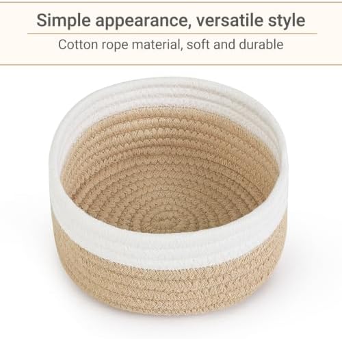 Dahey Set of 4 Mini Small Woven Gift Baskets for Organizing, White & Beige - Image 5