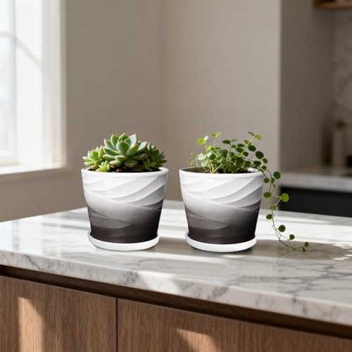5 Inch Ceramic Plant Pots(5.5 in Diameter),Set of 4 - Image 5