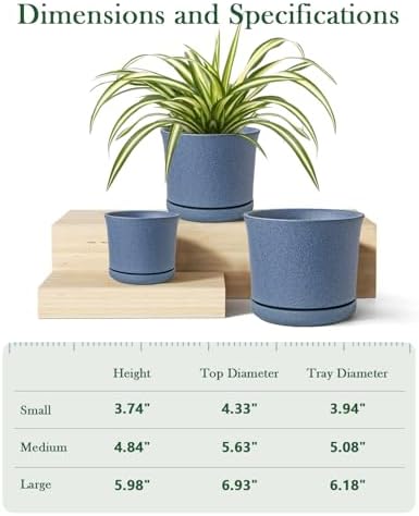Ceramic Plant Pots, Set of 3, 4.3/5.6/6.9 Inch with Drainage - Image 3