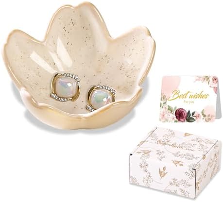 Ceramic Jewelry Dish Ring Holder Trinket Dish Bedroom Decor Gifts for Women by WELOCMETOBINOSTER