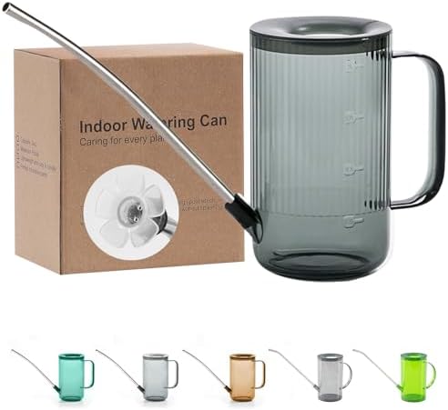 Long Spout Watering Can Indoor, Small Watering Cans for House Plants, Flowers, Succulents, 34oz (Grey) by TennedrivGreen