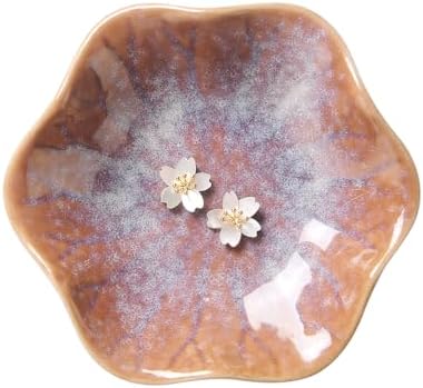 Lotus Leaf Shape Ring Holder Dish, Small Key Bowl, Ceramic Trinket Tray Jewelry Dish Organizing Necklace Earrings for Mom Friend Sister. All Jewelries Are NOT Included. Purple. by JAMEND+CLXP
