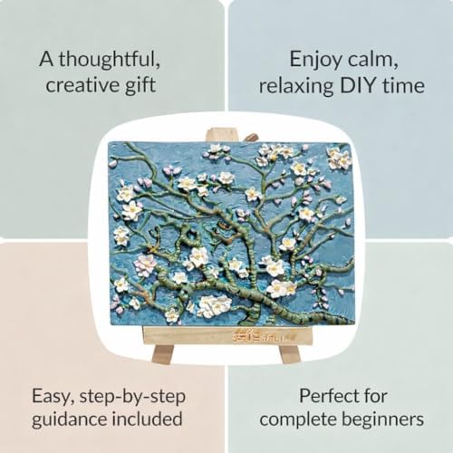 Dumblings 3D Painting Kit – DIY Coloring with Acrylic Paints & Brushes, Relaxing Mindful Craft for Home Decor or Fridge Magnet, Gift for Kids & Adults (Apricot Blossom) - Image 5