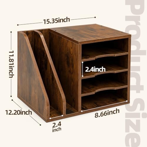 4-Tier Wood Desk Organizer with 2 Side Slots - Image 2
