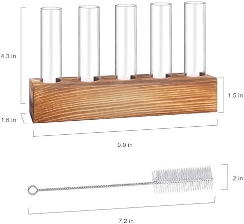 Renmxj Plant Propagation Station, 10 Glass Test Tube with Wooden Stand - Image 2