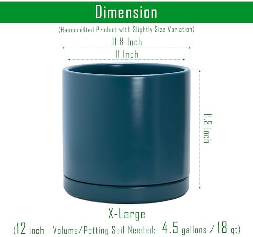 D'vine Dev 12 Inch Ceramic Planter Pot, Teal, 94-O-F-9 - Image 3