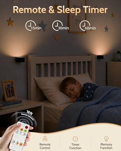 Rechargeable Wall Sconces with Remote, Magnetic Wall Lights, Black - Image 3