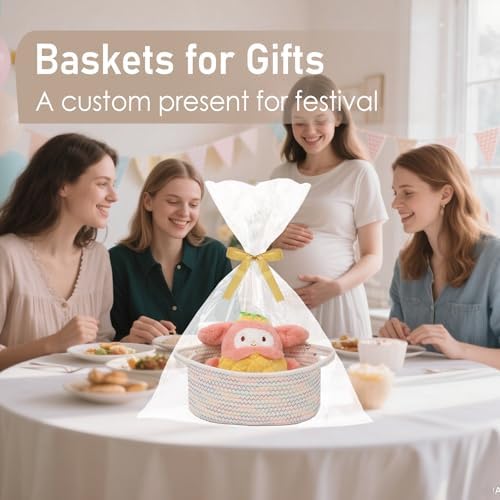 JMvicyroam Small Woven Basket, Empty Gift Basket, Colorful/1 Pack - Image 4