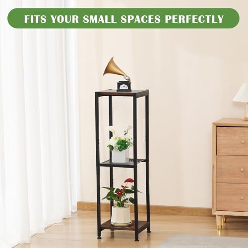 Dipion 3 Tier Pedestal Stand,40 Inch Tall Plant Stand Indoor,Rustic Brown - Image 6