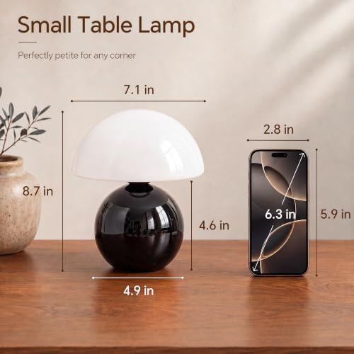 Dawnwake Mushroom Lamp Table Lamp for Bedroom-Small Desk Table Lamps,Black - Image 7