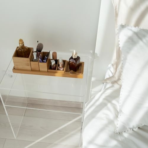 Bamboo Vanity Tray Set, 6-Piece Bathroom Organizer for Small Items - Image 3