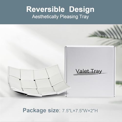 PU Leather Valet Tray for Men Women Key Holder Bowl for Entryway Table Bedside Nightstand Desk Tray for Wallet, Keys Men's Gift - Small, 7.1" D x 7.1" W x 2" H - Image 6