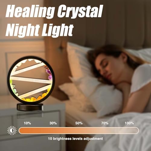 Runyangshi Crystal Table Lamp Night Light Natural Selenite & Colour Crystal Raw Stone Bedside Lamp with 3 Adjustable Light Colours Suitable for Home Decoration, Bedroom Office Desk Lighting - Image 5