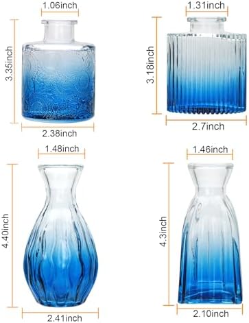 Glass Bud Vases 4 Pack, Small Deepblue Flower Vases for Wedding Centerpiece - Image 2