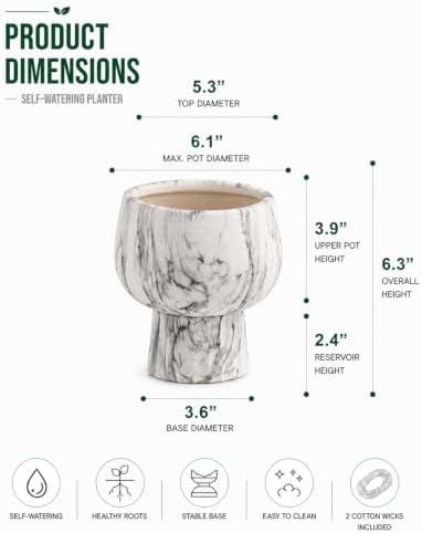 Self Watering Pots for Indoor Plants, 6 Inch Ceramic African Violet Pot - Image 2
