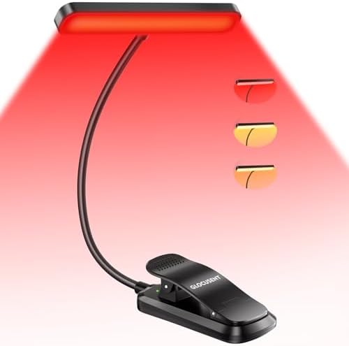 Glocusent 630nm Red Light Reading Light, 26 LED Zero Blue Light Book Lamp by GLOCUSENT