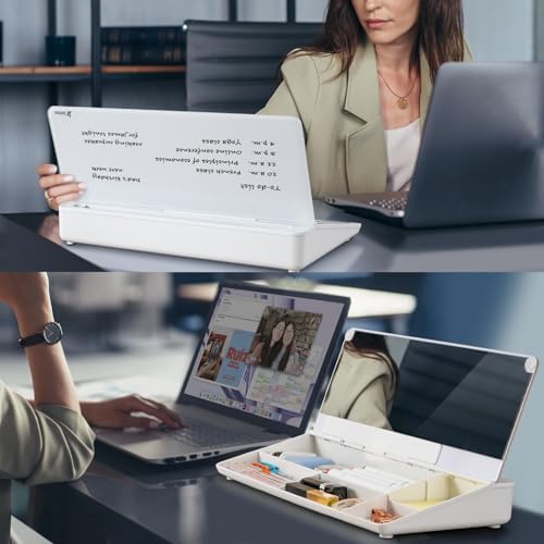 Varhomax Glass Desk Whiteboard with Built-in Mirror, Desktop Organizer - Image 7