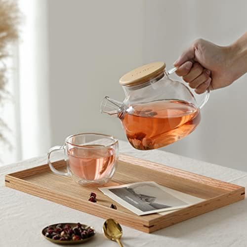 CnGlass Glass Teapot Stovetop Safe,30.4oz Clear Tea pot with Removable Filter Spout,Loose Leaf and Blooming Tea Maker - Image 6