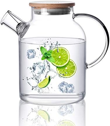 CnGlass Glass Teapot Stovetop Safe,50.7oz Clear Glass Pitcher with Removable Filter Spout for Loose Leaf and Blooming Teabag by CNGLASS