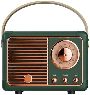 Retro Bluetooth Speaker, Wireless Mini Portable Speakers Support USB/TF Card/AUX, Vintage Radio Bluetooth Speaker for Kitchen Desk Bedroom Office Outdoor, Retro Gifts for Women Men, Green by QUEQIMU