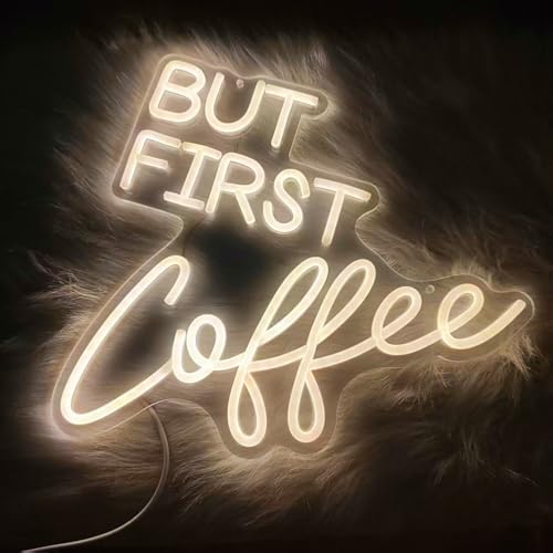 Coffee Bar Signs for Home Kitchen Cafe Corner Shop Decor LED Dimmable But First Coffee Light up Neon Light Signs 5V USB Powered with Hanging Chain,Gifts for Birthday Shop Open(B-Warm White) - Image 3