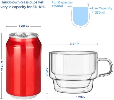 glastal 350ml Latte Macchiato Cup Double-Walled Coffee Glasses Set of 2 - Image 2