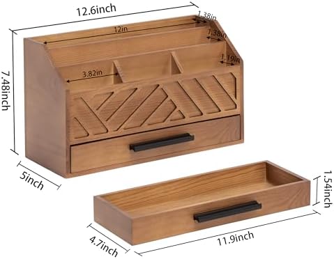 Desk Organizer with Drawer, Countertop Bill Mail Organizer and File Storage - Image 4
