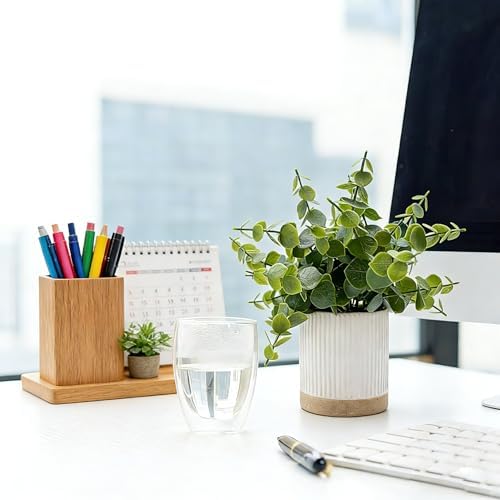 Coferset Small Fake Plants Eucalyptus Plants with Ceramic Pot - Image 4