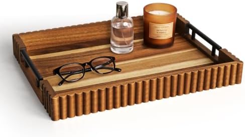 Serving Tray for Coffee Table Decor, 16.7" Decorative Ottoman Tray, Natural by Cathyeen