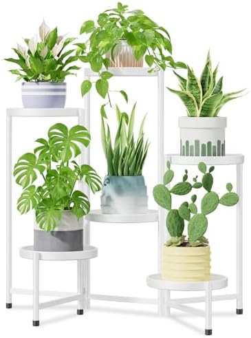 iDavosic.ly 6 Tier Large Plant Stand Indoor Outdoor, 10 In Wide Tray, White by iDavosicly