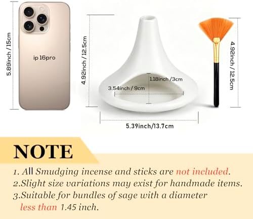 Ceramic Palo Santo Holder Matte White, Mini Chiminea Smudge Bowl Burner with Ash Catcher for Palo Santo Sticks, Incense Cones & Candles, Minimalist for Meditation, Yoga, Cleansing Ceremony, Handmade - Image 2