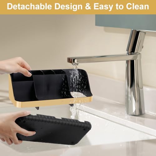 GFWARE Gold Toothbrush Holders for Bathrooms Countertop Organizer - Detachable 7 Slots Electric Toothbrush and Toothpaste Holder, Kids Organization and Storage, Restroom Accessories Vanity Stuff - Image 3