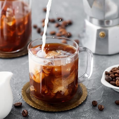 Glass Coffee Mugs, 14 oz iced coffee cups, Clear Tea Cups Set of 2, Glass Mugs with Handles, Glass Cups for Latte, Cappuccino, and Tea - Image 4