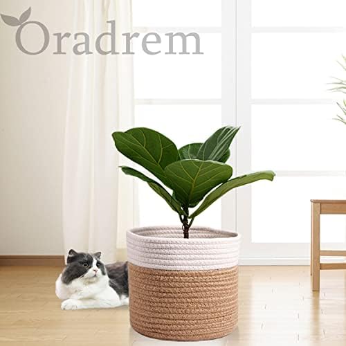 11" Cotton Rope Plant Basket Modern Woven Baskets 11"x 11" - Image 2