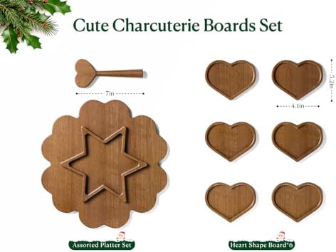 Charcuterie Board and Serving Set, Heart Shaped Christmas Funny Charcuterie Board with Handle, House Warming Gifts New Home, Wedding Gift for Couple, Bridal Shower Gift, White Elephant Gifts - Image 3