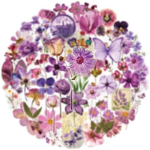 50PCS Transparent Flora Scrapbook Stickers, Flower-D - Image 3