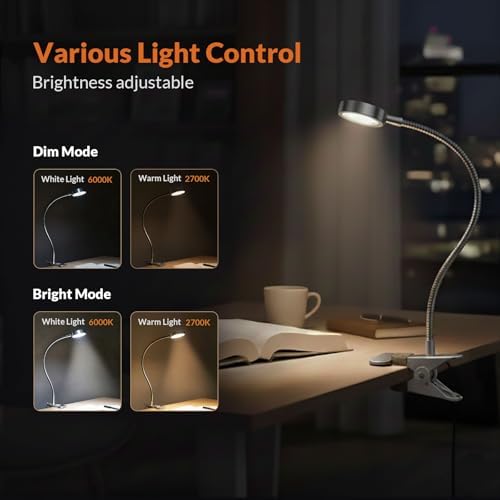 LEPOWER Clip on Light, Book Reading Lamp for Desk, Bed Headboard and Dorm - Image 2